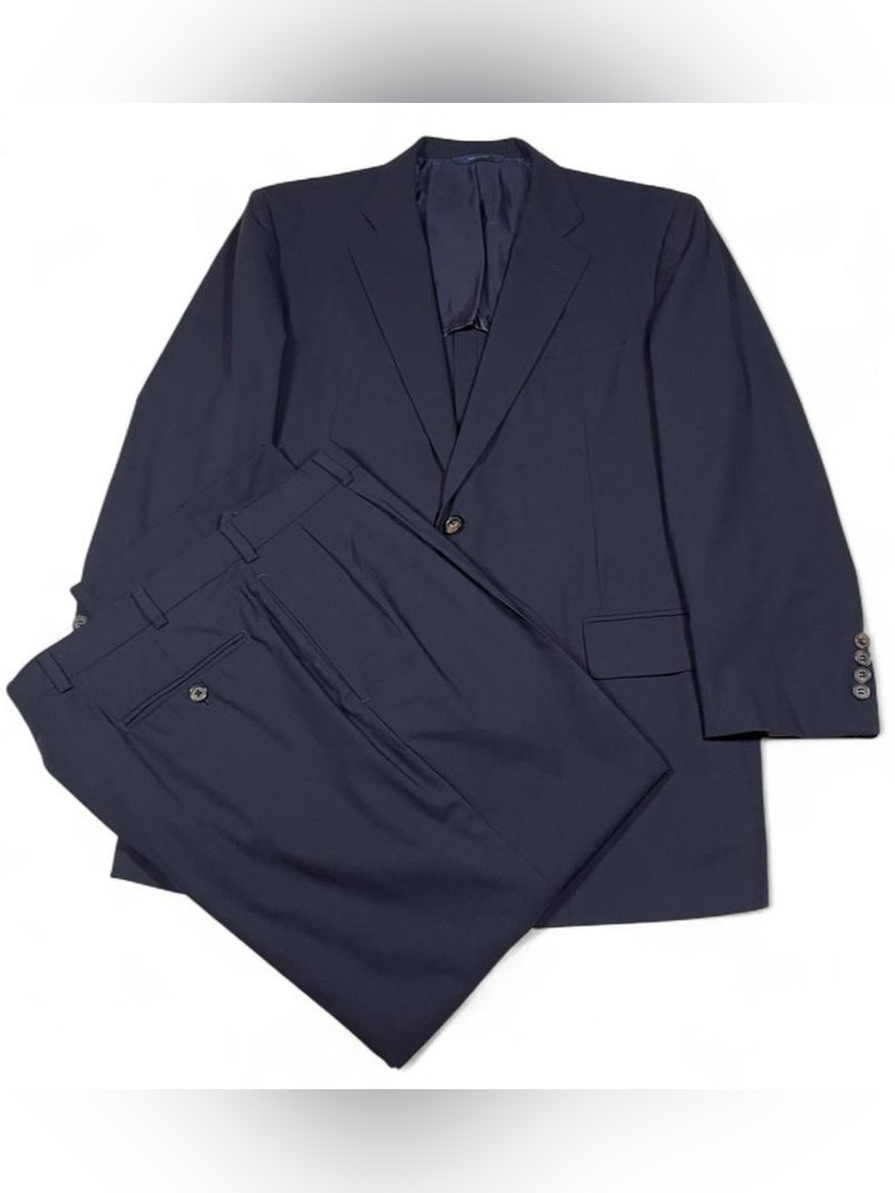 Brooks Brothers Madison Brookscool Wool Navy Suit Men's Size 43R W37 L27 Pleated